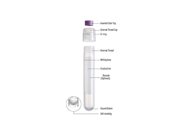 Coupelle cryotube à filetage externe